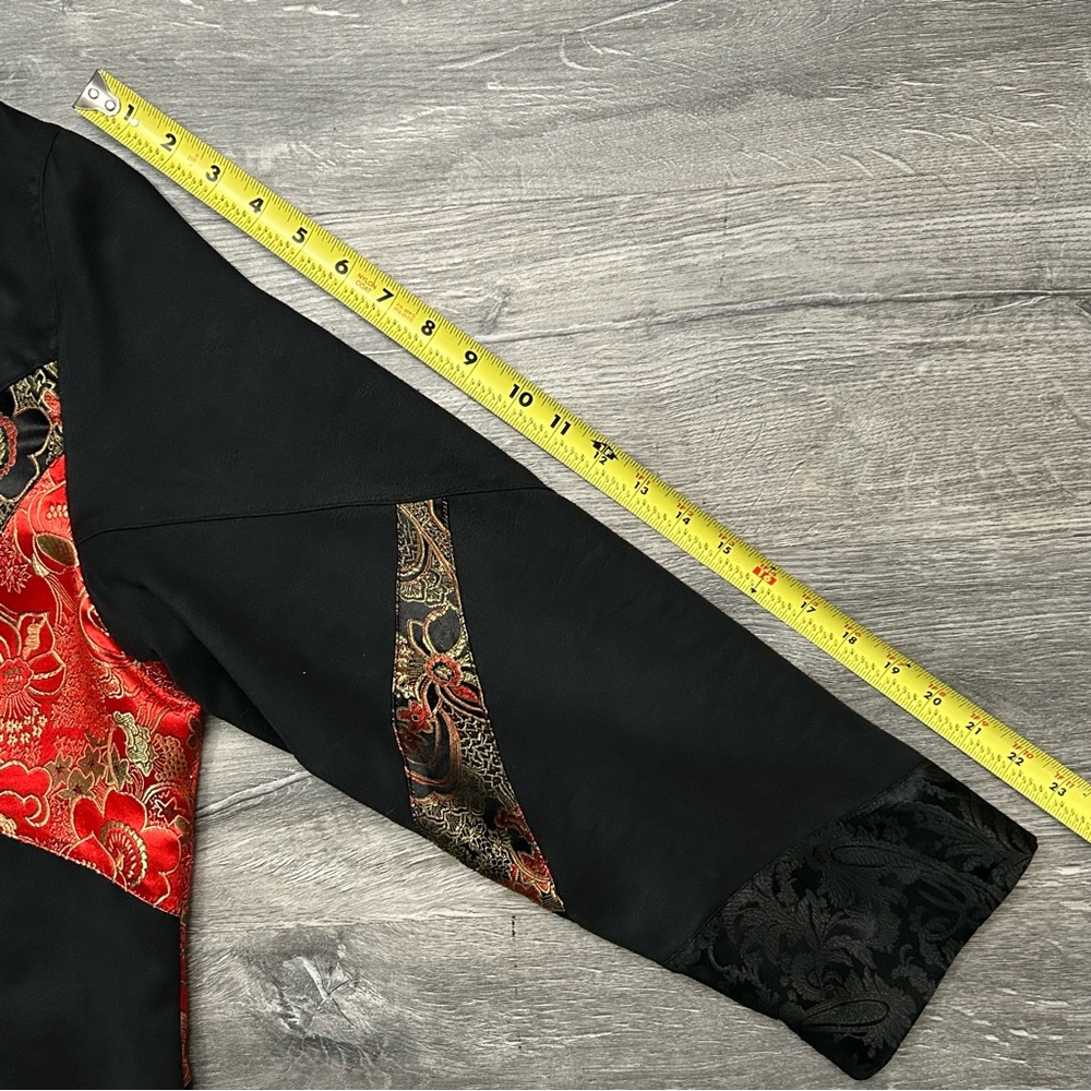 Vtg Chicos Asian Patchwork Jacket Red Brocade Man… - image 7